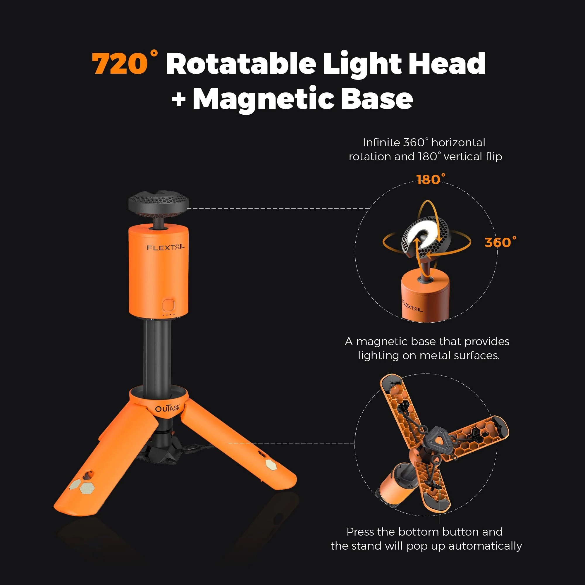 Telescopic Magnetic Camping Lantern – 12000mAh, Waterproof, Ultra-Bright