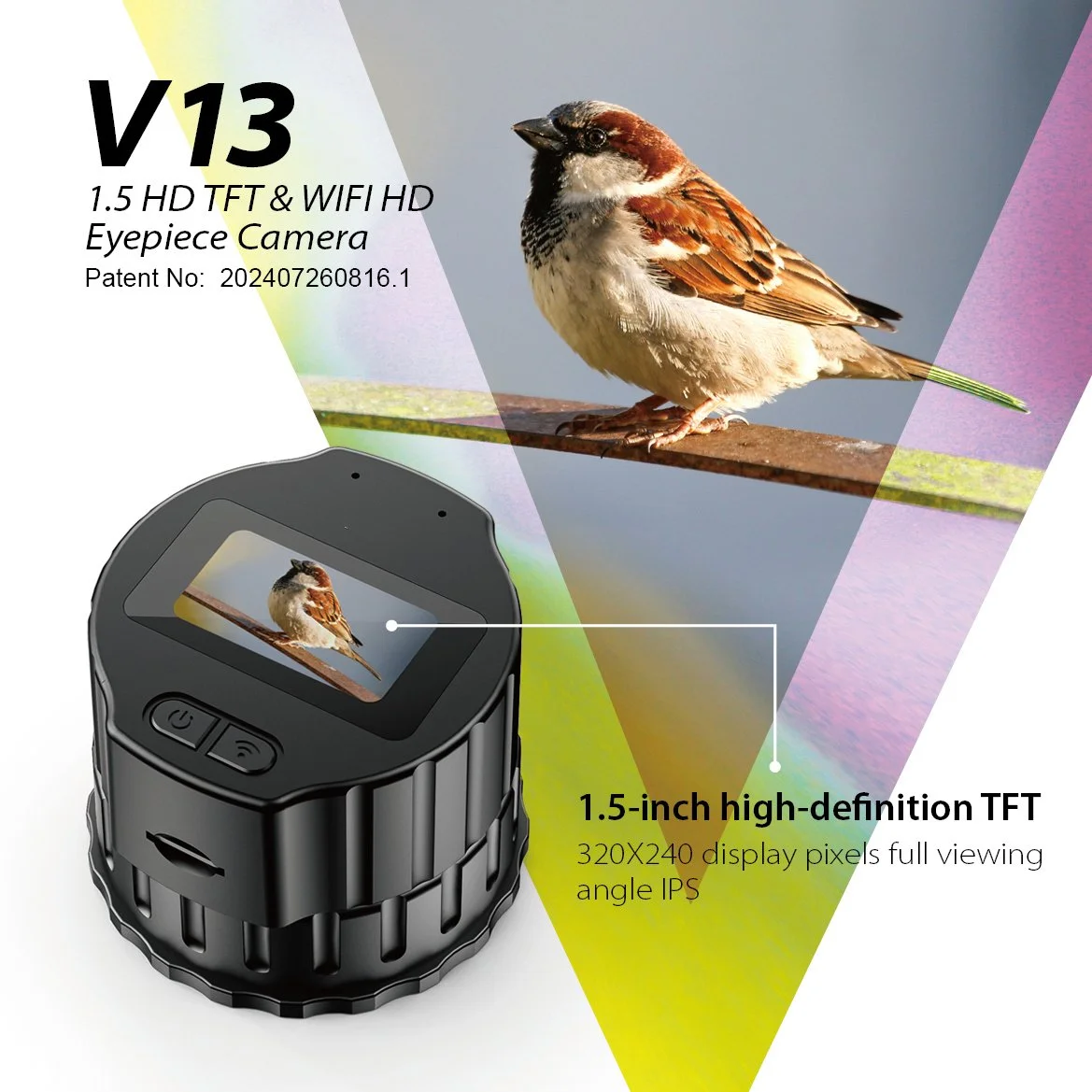 WiFi HD Electronic Eyepiece Camera with 1.5" Screen for Telescopes & Binoculars