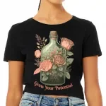 Roses Women's Cropped T-Shirt - Grow Your Potential Crop Top - Graphic Cropped Tee
