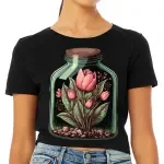 Tulip Women's Cropped T-Shirt - Flowers Crop Top - Graphic Cropped Tee