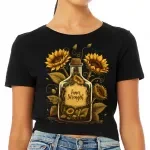 Sunflower Women's Cropped T-Shirt - Inner Strength Crop Top - Colorful Cropped Tee