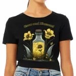 Yellow Flowers Women's Cropped T-Shirt - Grow and Blossom Crop Top - Art Cropped Tee