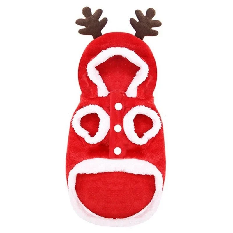 Christmas-Themed Warm Fleece Hoodie for Small and Medium Dogs