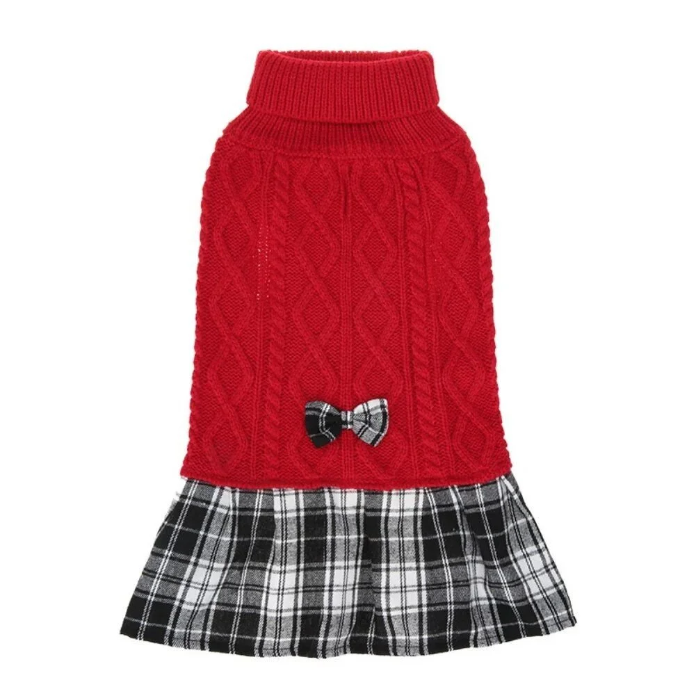 Puppy & Cat Hoodie Sweater Dress - Cute Knit Costume for Small Dogs