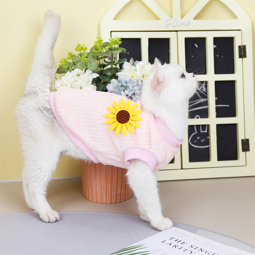 Cozy Fleece Cat Sweater - Autumn & Winter Hoodie for Sphynx, Ragdoll, and Siamese Cats