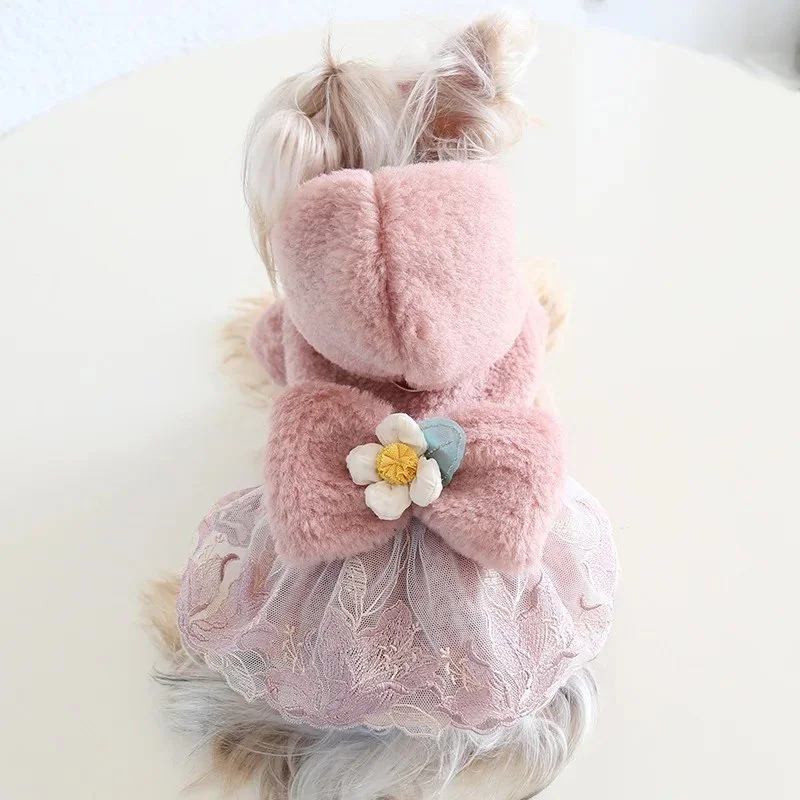Woolen Flower Hooded Coat