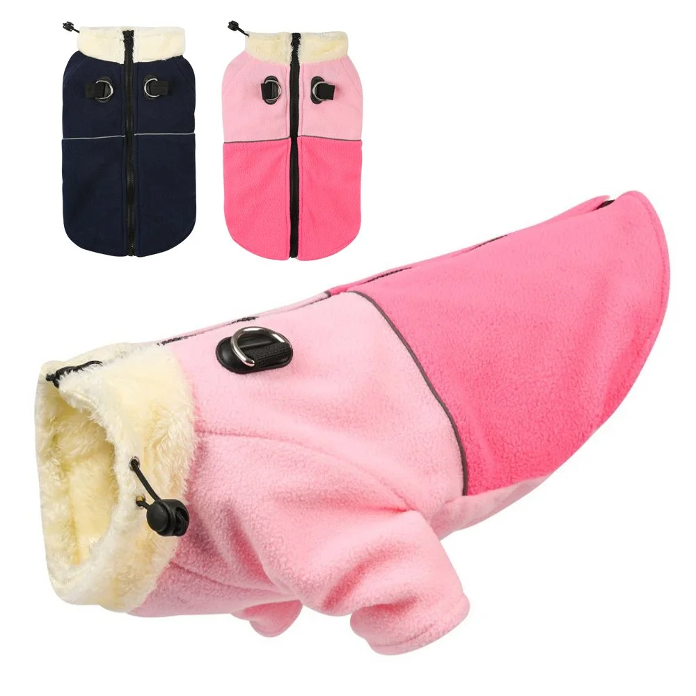 Winter Fleece Dog Coat with Leash D-Ring