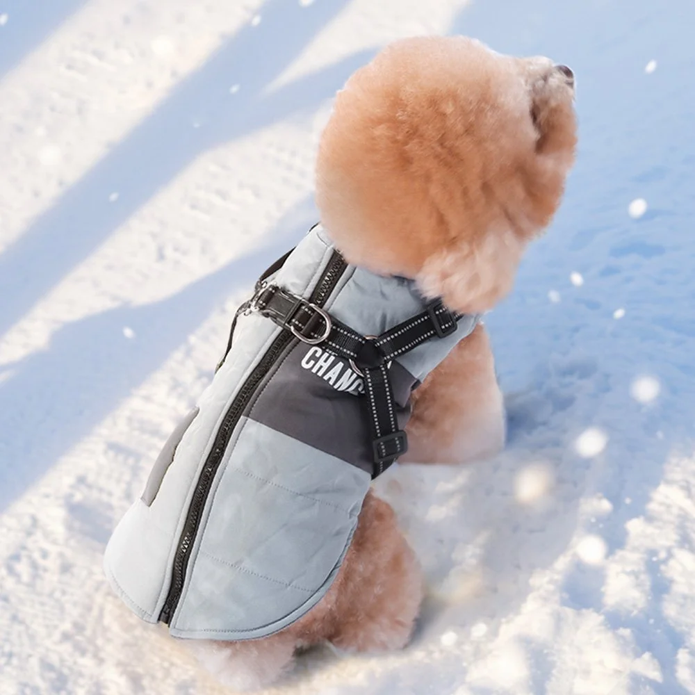 Waterproof Winter Dog Vest Jacket with Reflective Belt for Small to Large Dogs