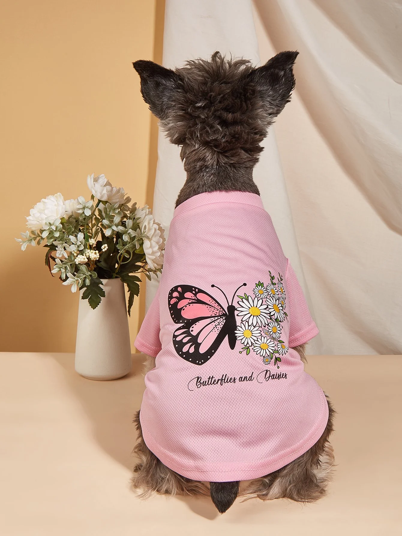 Butterfly & Flower Print Dog T-Shirt