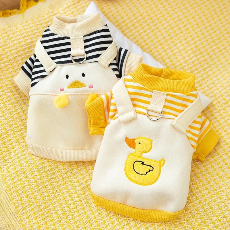 Striped Duck Hoodie Pet Sweatshirt for Dogs & Cats - Cozy Fall Pullover
