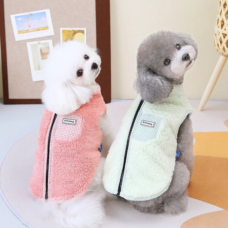 Plush High Neck Dog Coat for Autumn and Winter