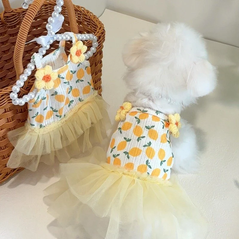 Floral Lace Chiffon Dress for Small Dogs & Cats