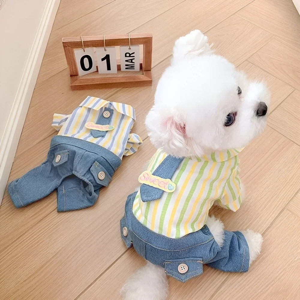 Striped Pet Jumpsuit for Small Dogs