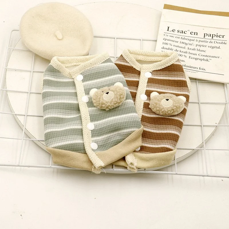 Cozy Striped Plush Teddy Bear Jacket