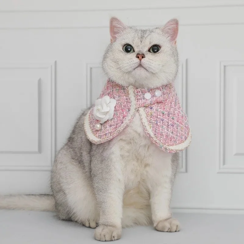 Flower Pearl Cat Collar Bib Scarf Cloak