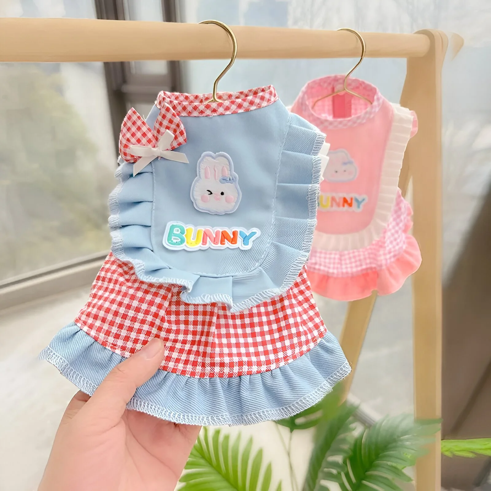 Adorable Checkered Denim Dog Dress