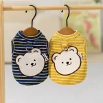 Striped Summer Dog Tank Top with Cartoon Bear – Lightweight Puppy Shirt