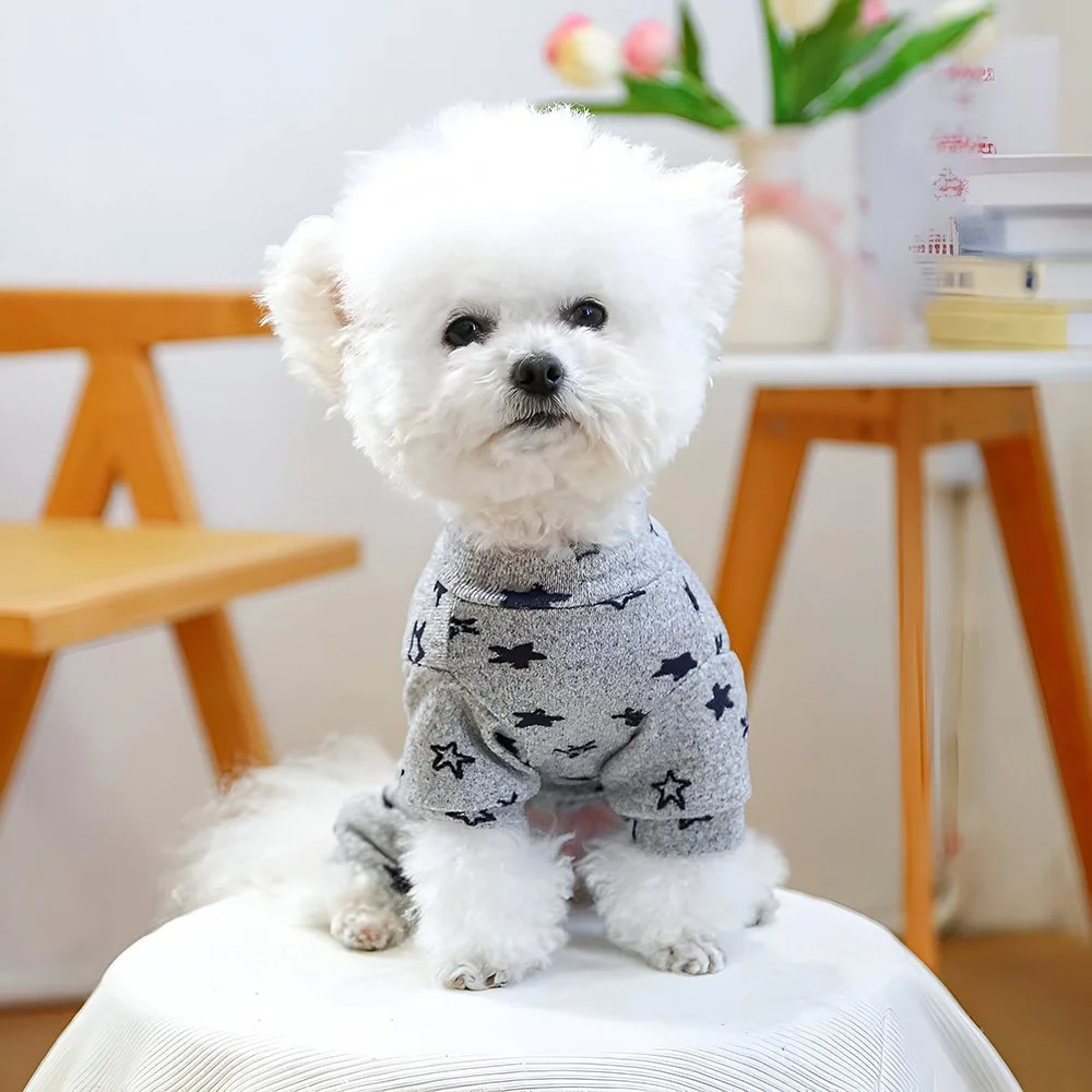 Gray Star Dog Pajamas - Lightweight Puppy Jumpsuit for Spring & Summer