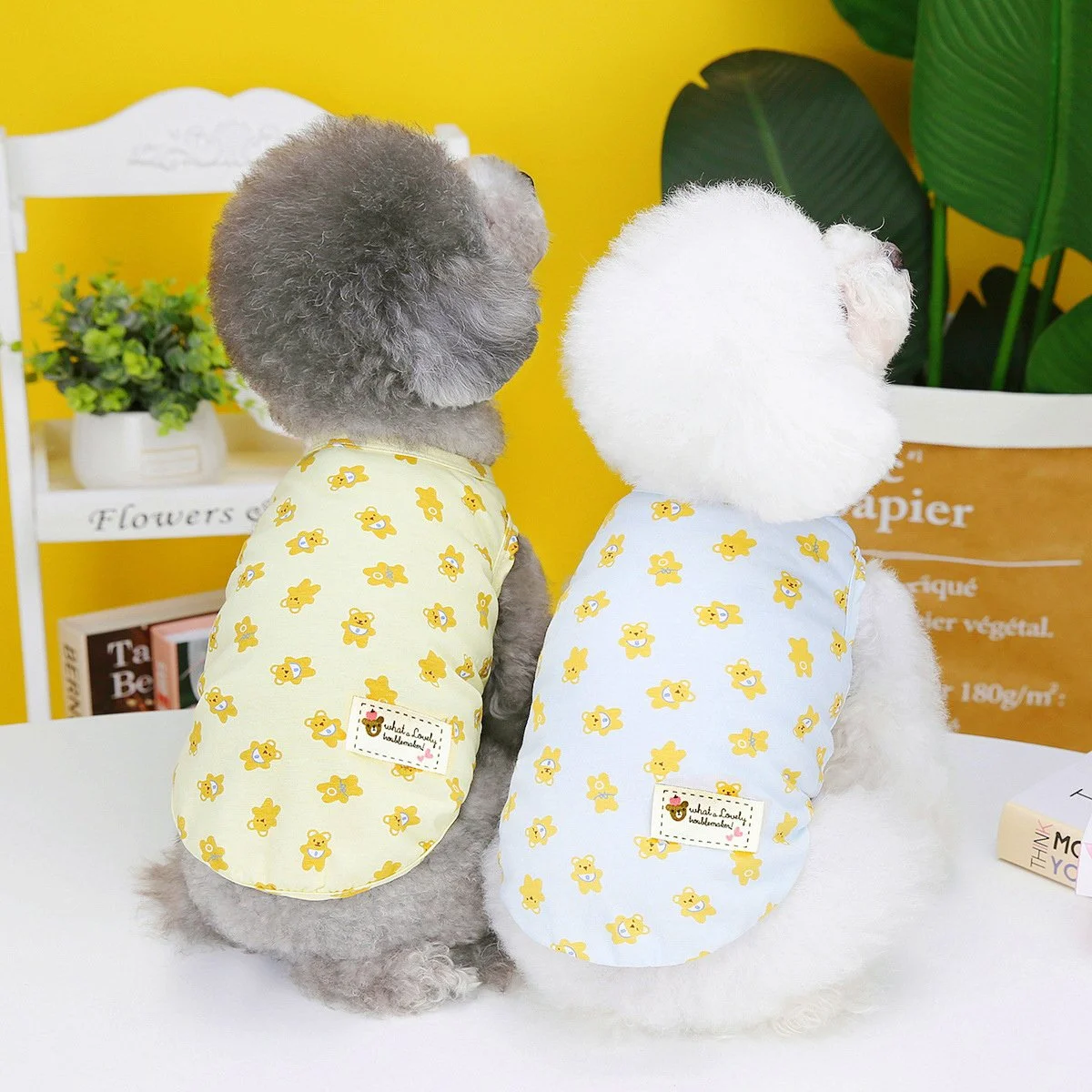 Lightweight Bear Print Summer Dog Tank Top for Small Dogs and Puppies
