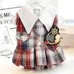 Checkered Princess Dog Dress for Small Pets – Spring & Autumn Tulle Outfit