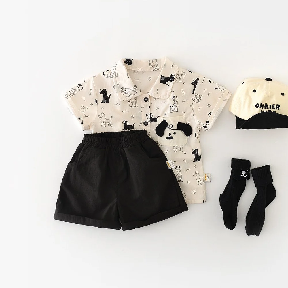 Summer Baby Bodysuit with Cute Doggy Print – Cotton One Piece for Newborns