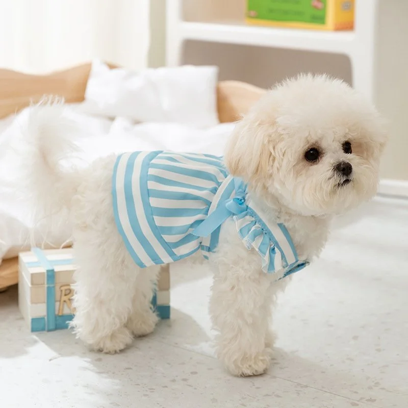 Striped Princess Pet Dress with Flying Sleeves