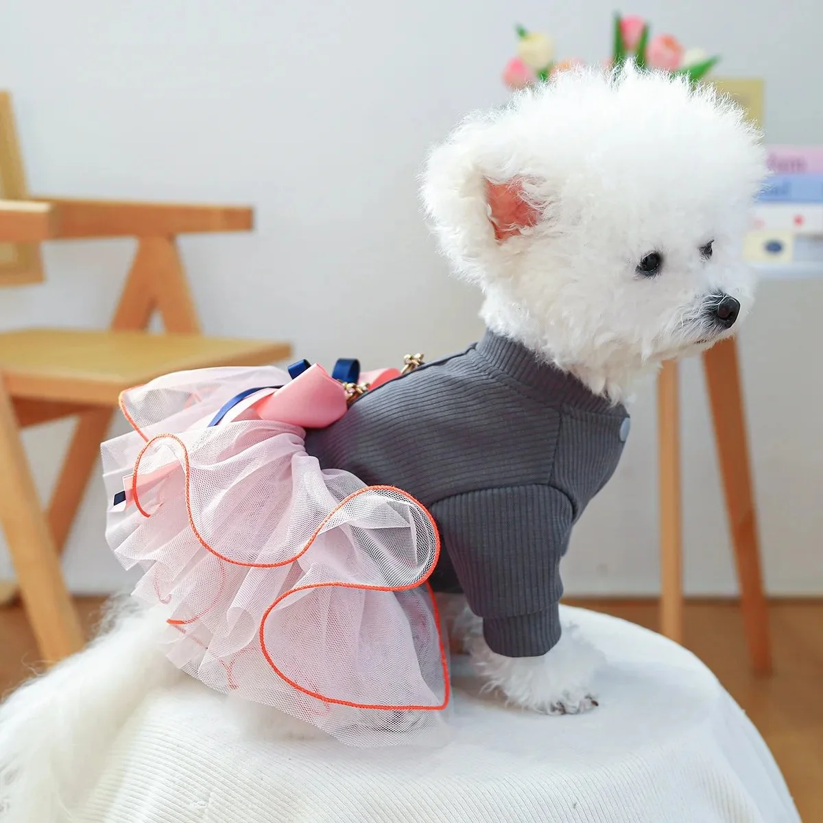 Elegant Tulle Dog Princess Dress for Small Dogs