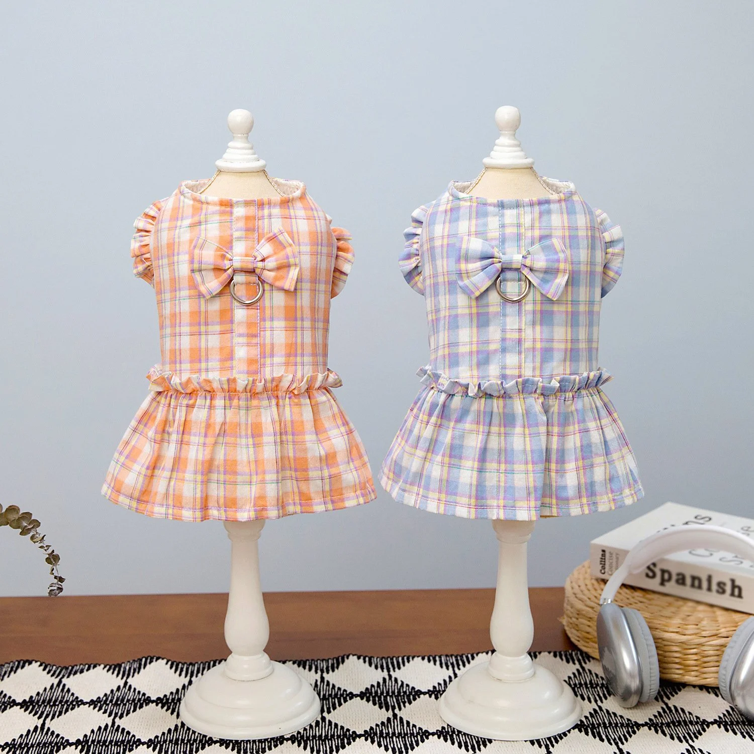 Checkered Bow Dog Dress