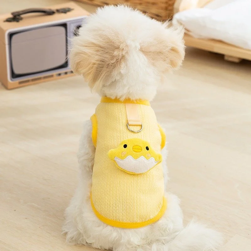 Adorable 3D Chick Dog Vest – Lightweight Summer Pet Shirt with Leash Ring