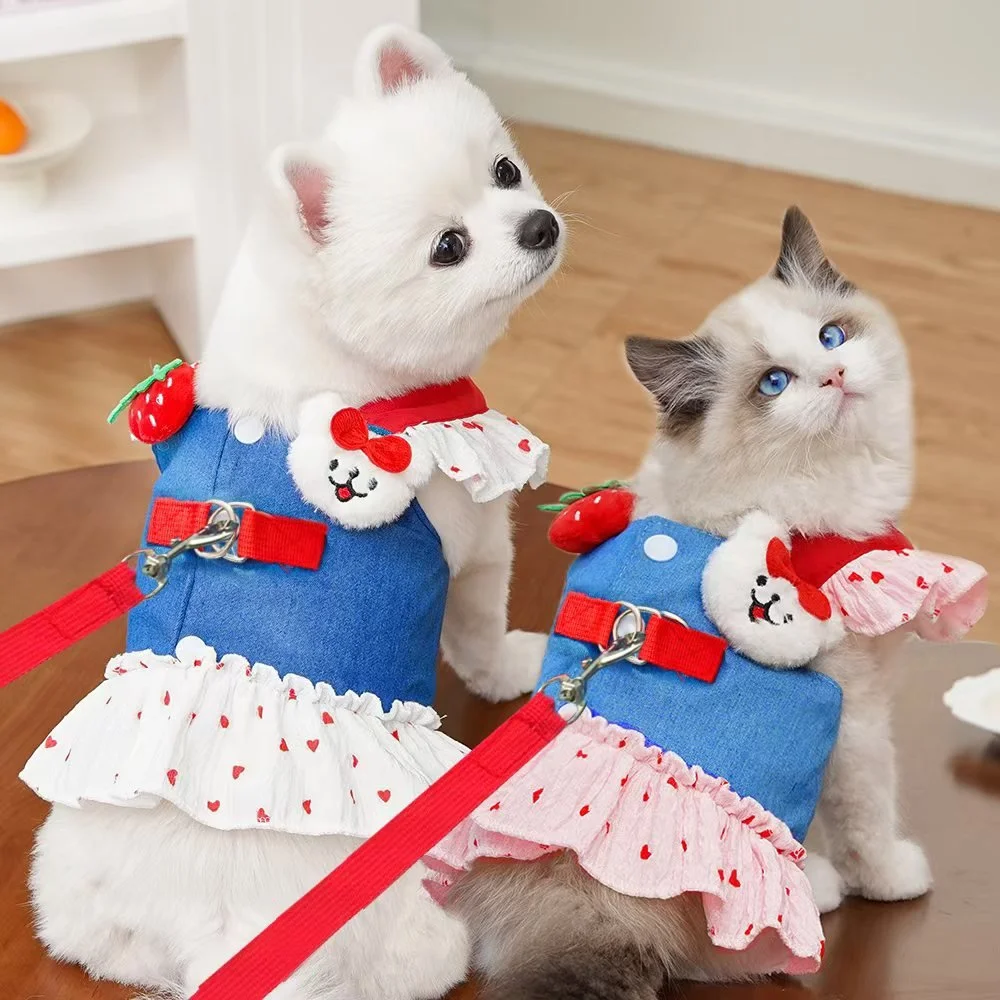Adorable Cowboy Harness Dress for Small Dogs & Cats