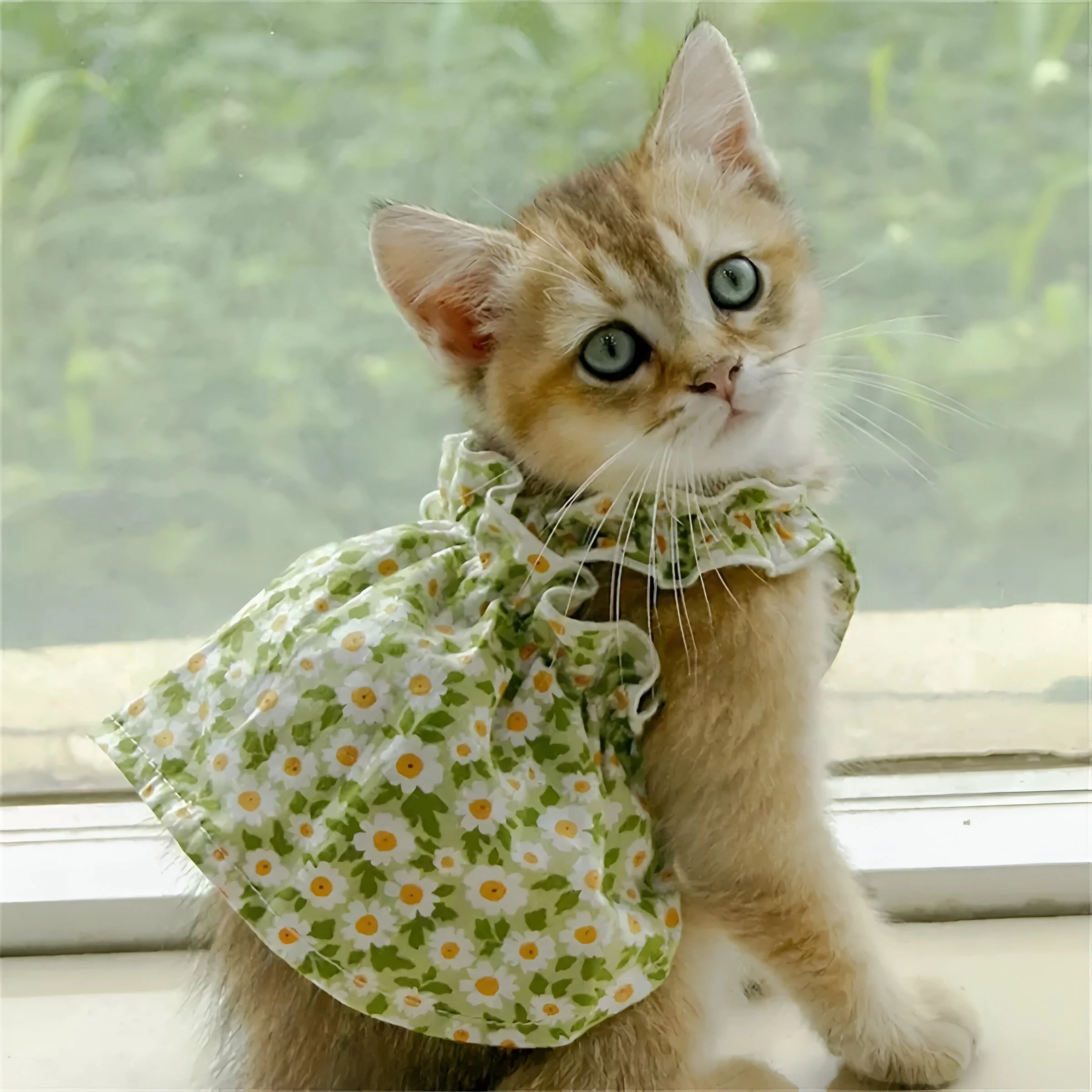 Summer Cotton Suspender Skirt Dress for Sphynx & Small Cats