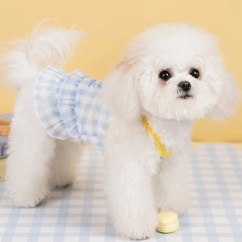 Blue Plaid Mesh Dog Dress