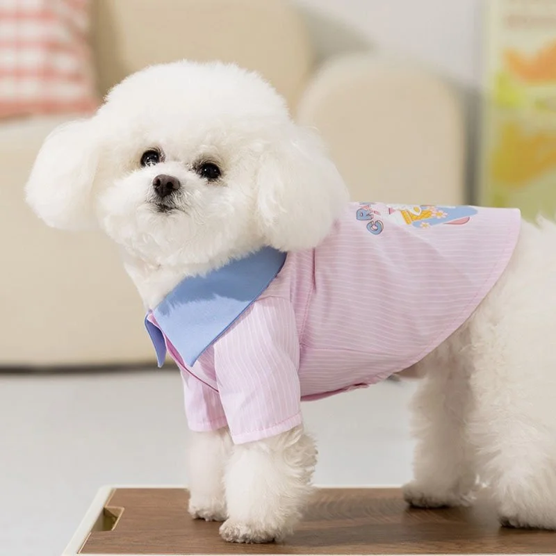 Striped Polo Collar Dog Shirt