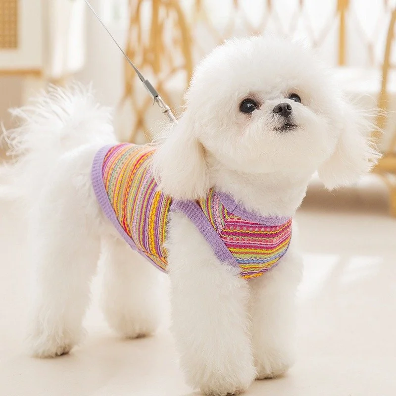 Breathable Multicolor Knit Sleeveless Sling for Small Dogs