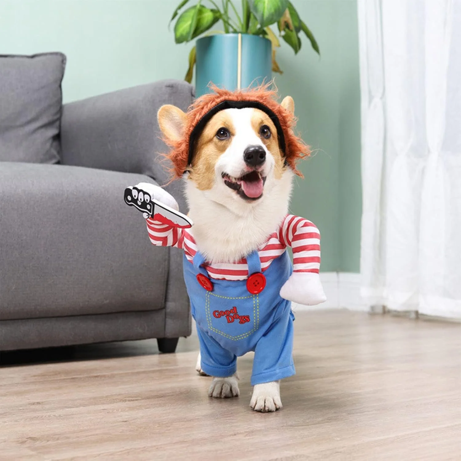 Funny Halloween Dog & Cat Costume with Foam Knife