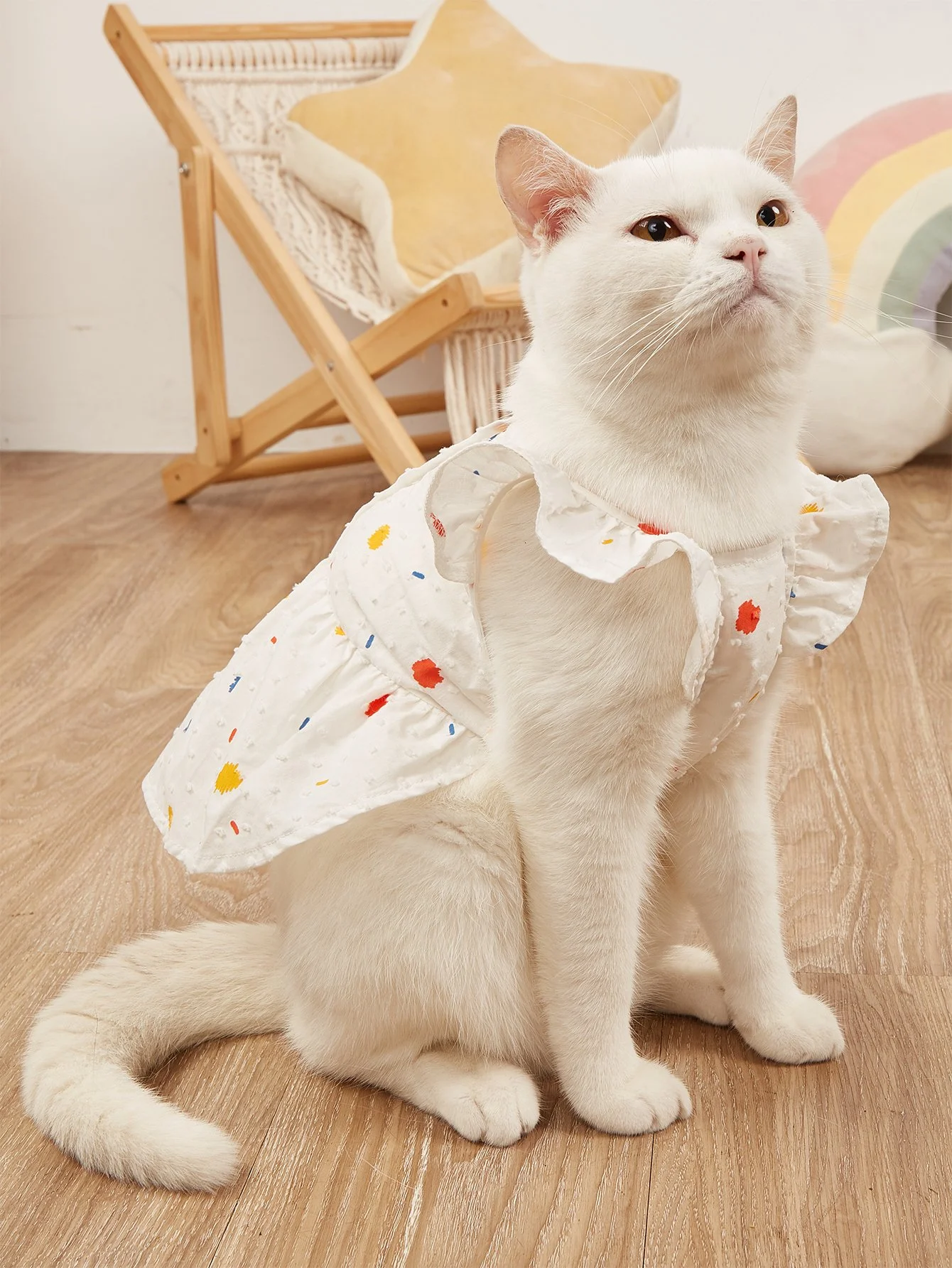 White Ruffle Pet Dress for Dogs & Cats