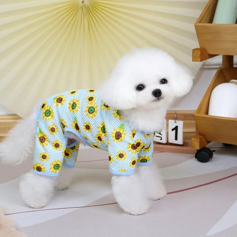 Summer Sunflower Dog Jumpsuit – Lightweight Four-Legged Pet Outfit