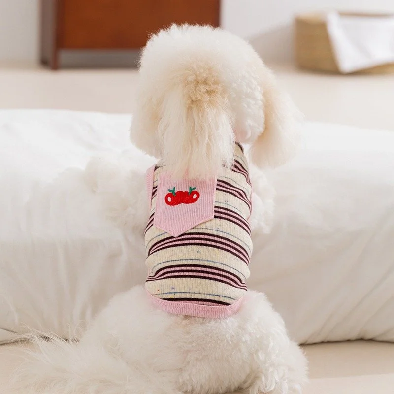 Cherry Stripe Summer Vest for Small & Medium Dogs
