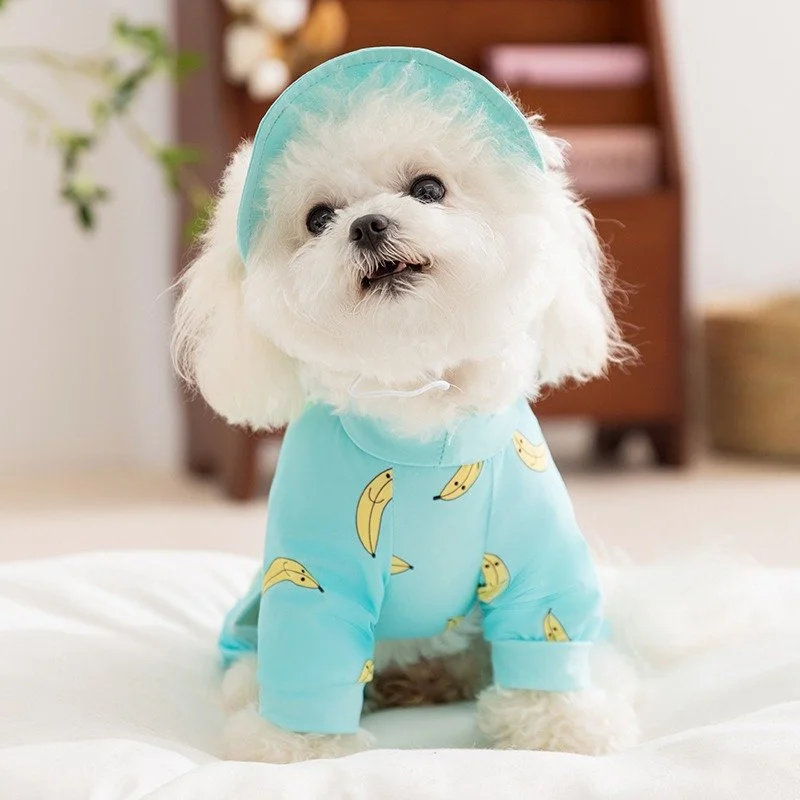 Pet Summer Banana Dog Jumpsuit with Hat