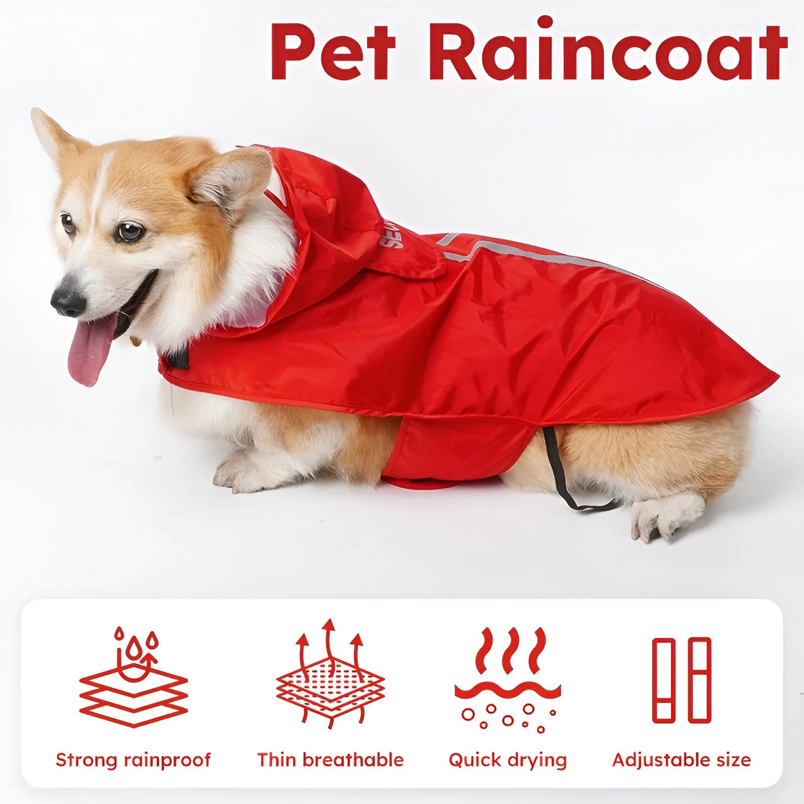 Reflective Dog Raincoat – Waterproof, Lightweight & Breathable for Small & Medium Dogs