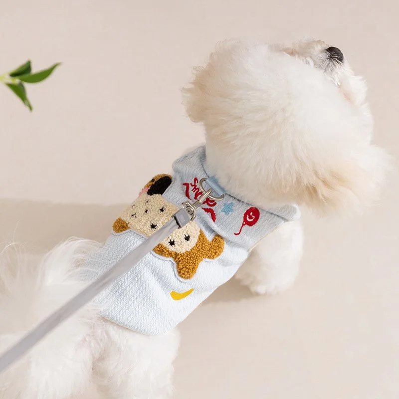 Spring & Summer Embroidered Dog Vest Hoodie for Small Dogs - Lightweight & Stylish
