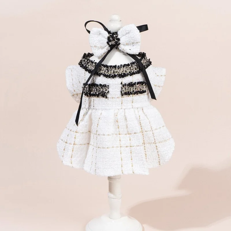 Woolen Dog Dress with Bow – Small Dog Cute Pet Coat