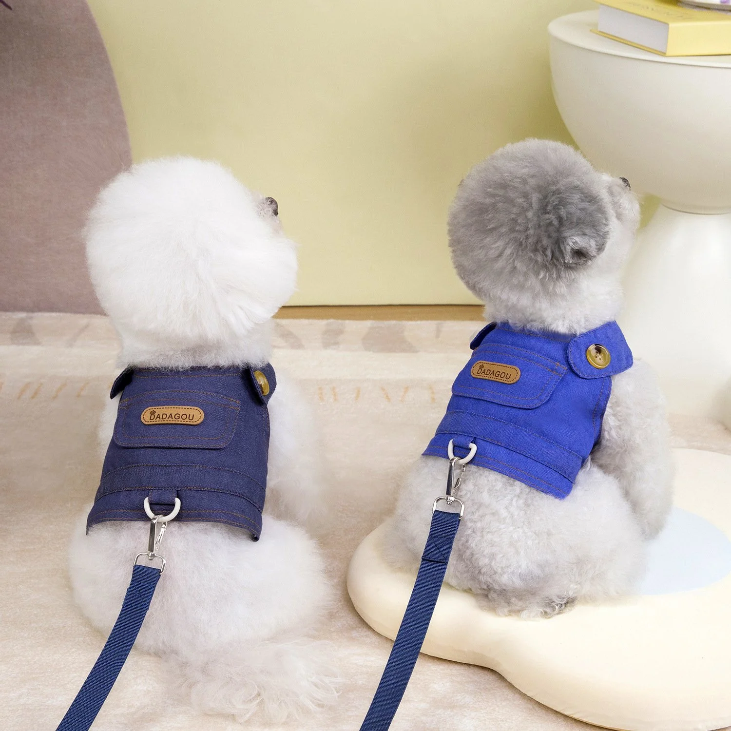 Denim Dog & Cat Harness with Leash – Stylish & Breathable