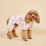 Pink Plush Dog Pajamas with Colorful Stars – Warm Puppy Outfit