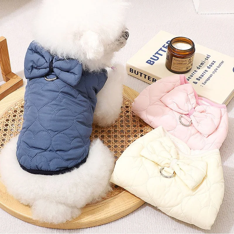 Cozy Floral Dog Vest – Warm Cotton Two-Leg Clothes for Small Dogs