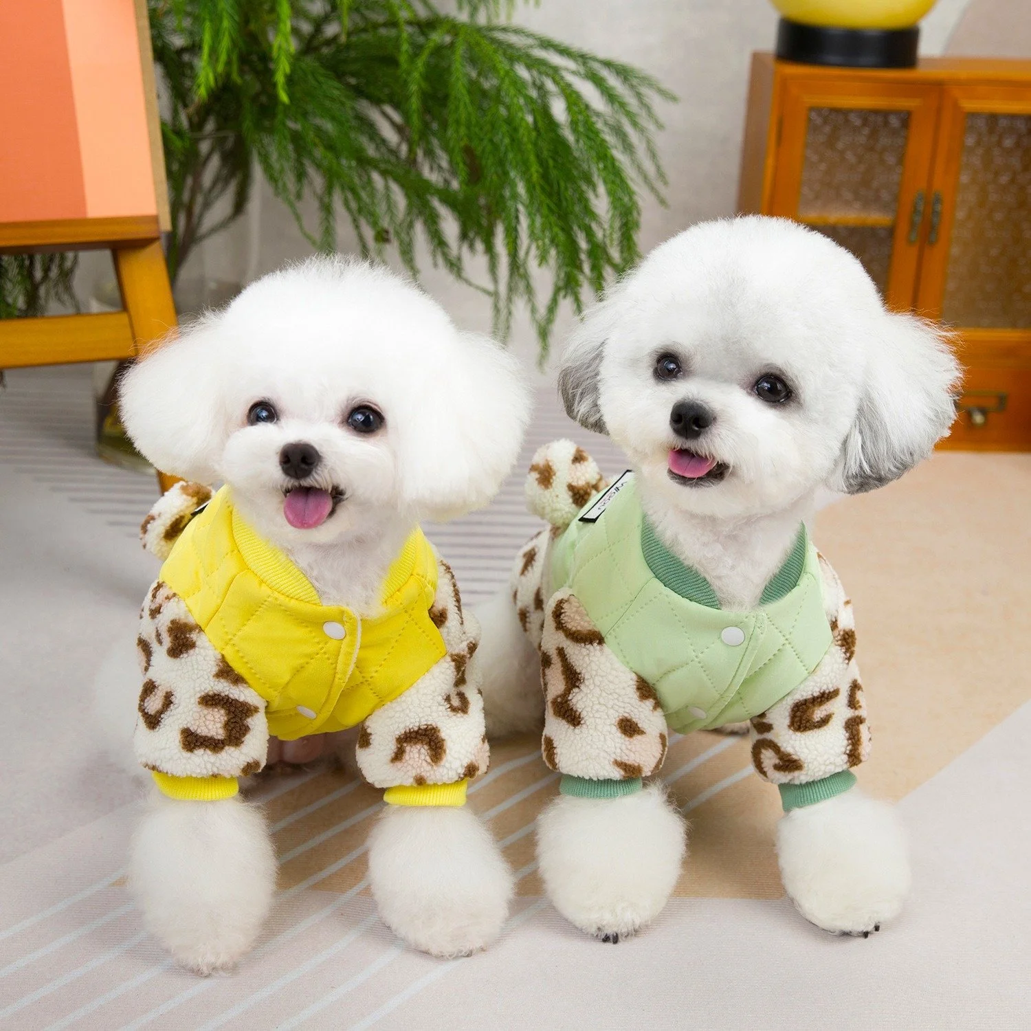 Cute Leopard Print Dog Vest – Teddy Coat for Small Dogs