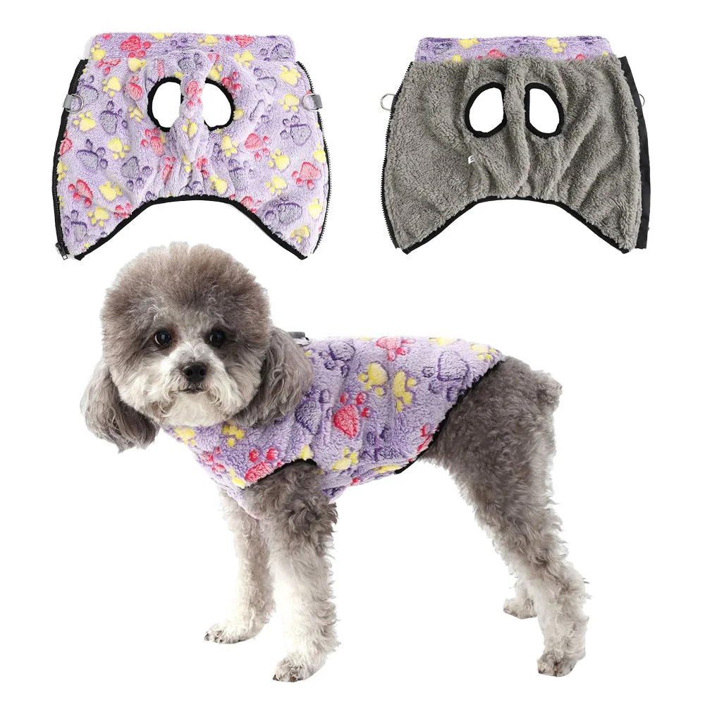 Fleece Dog Jacket with D-Ring for Small & Medium Dogs and Cats