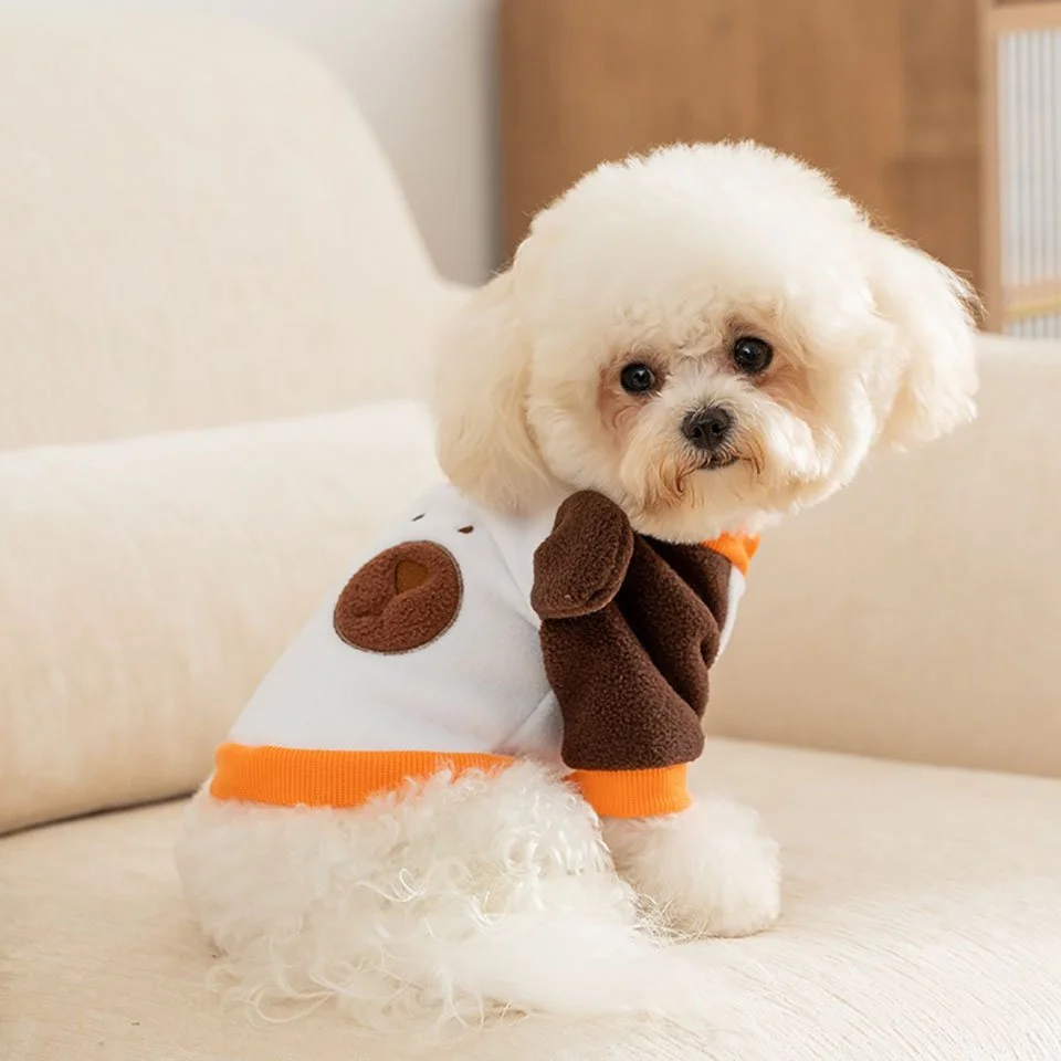 Cozy Cartoon Bear Fleece Dog Sweatshirt with 3D Ears