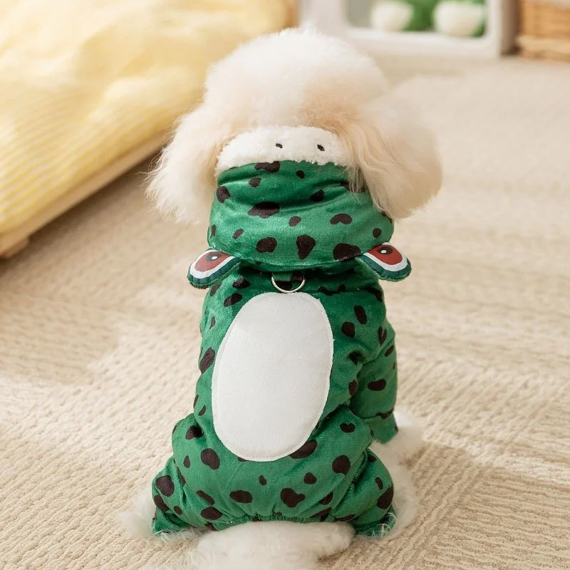 Spooky Frog Dog Costume – Warm Four-Legged Pet Jumpsuit