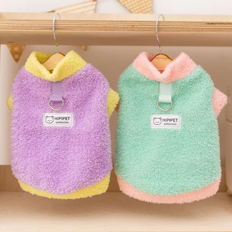 Cozy Two-Tone Fleece Sweatshirt for Small Dogs and Cats